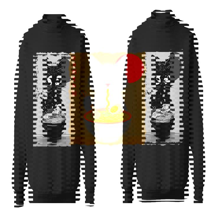 Anime Cat Ramen Japanese Cat Graphic Anime Sweatshirt