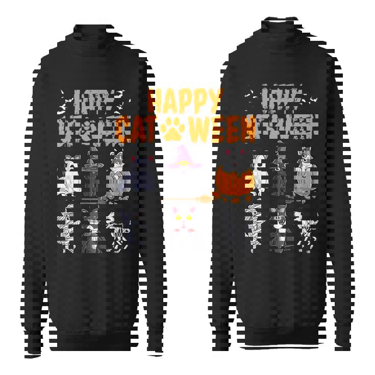 Cats Halloween Spooky Holiday Cute Kitten Cat Halloween Sweatshirt