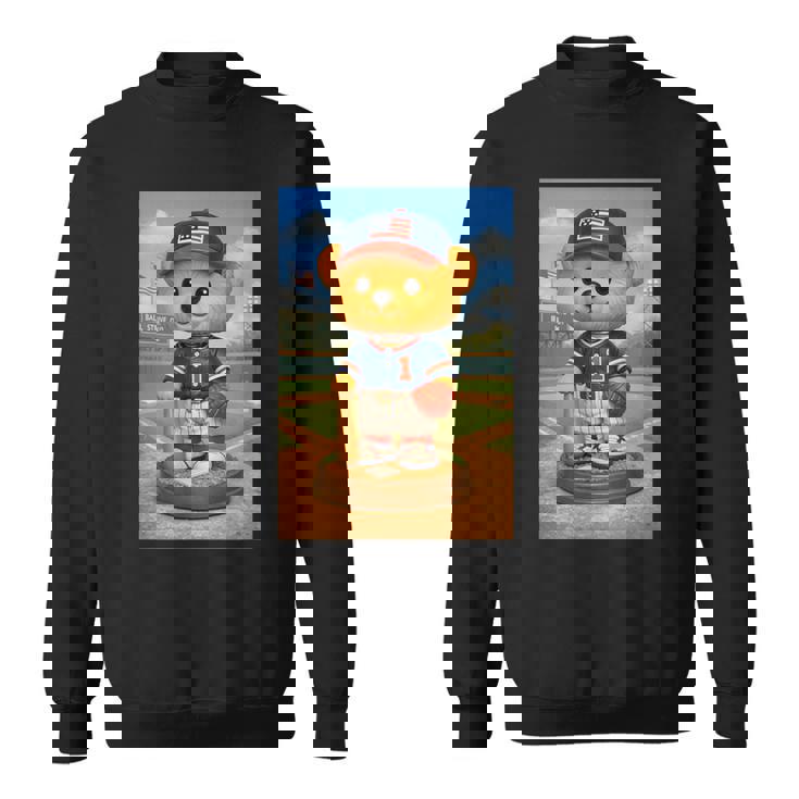 Cool Teddy Bear Baseball Player Illustration Graphic s スウェットシャツ