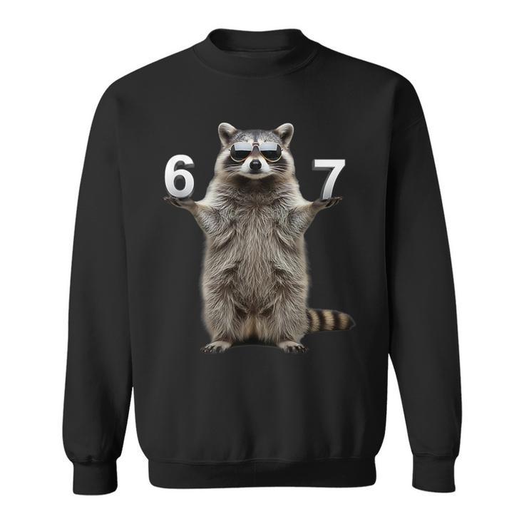 raccoonページ Cute Raccoon 67 Meme Six Seven 6-7 67 6 7 Sweatshirt - Seseable