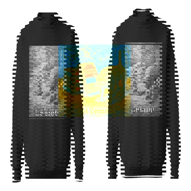 I Eat Cement 猫 ゴッホ 印象派 絵画 美学 スウェットシャツ