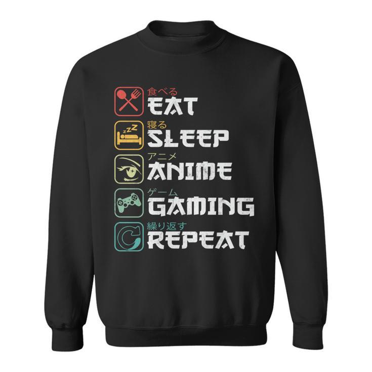 Eatleep Anime Gaming Repite El Manga Retro De Anime Otaku Manga Larga Camisa de entrenamiento