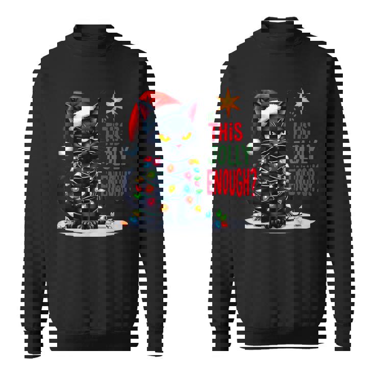 Is This Jolly Enough Christmas Black Cat Men Sweatshirt