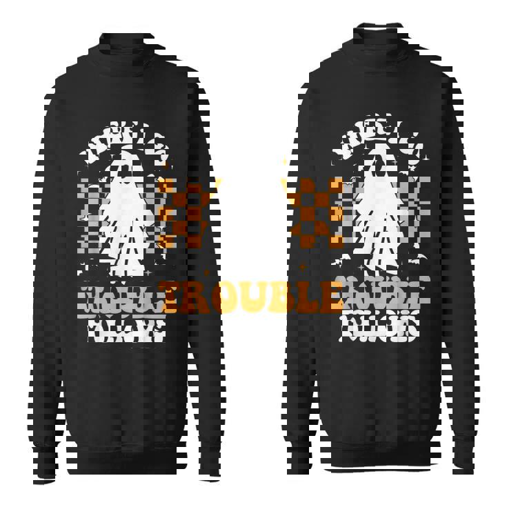 Where I Go Trouble Follows Matching Halloween Pajama Couples Sweatshirt