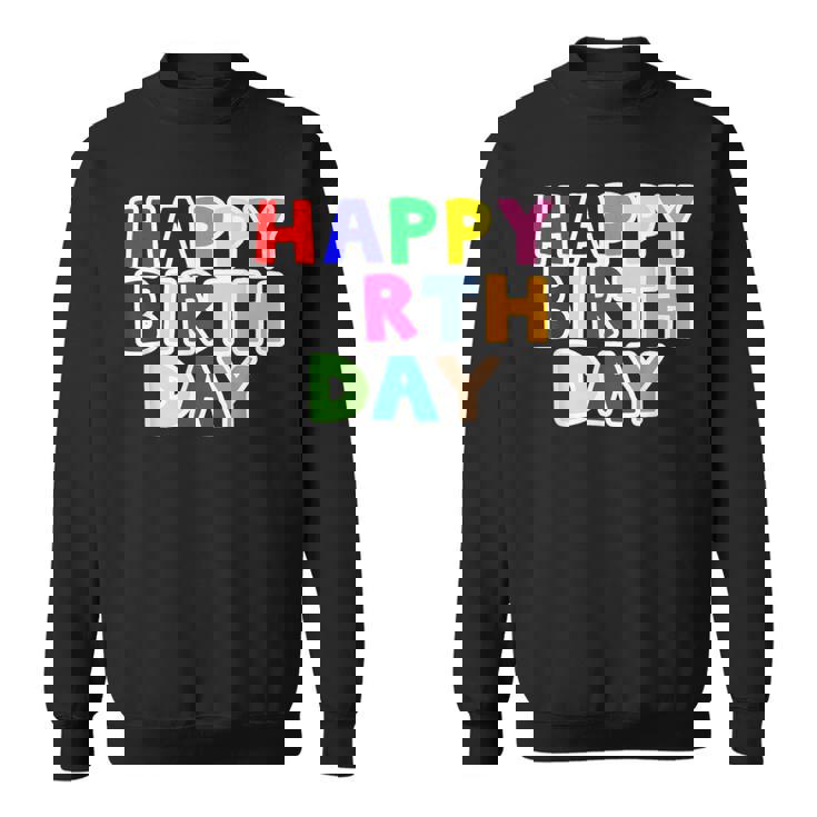 Happy Birthday（ハッピーバースデー）カラフルポップ【お誕生日 プリント】サプライズ 文字 イベントデザイン スウェットシャツ
