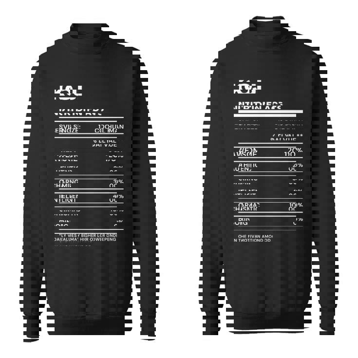 Koji 栄養成分表示 スウェットシャツ