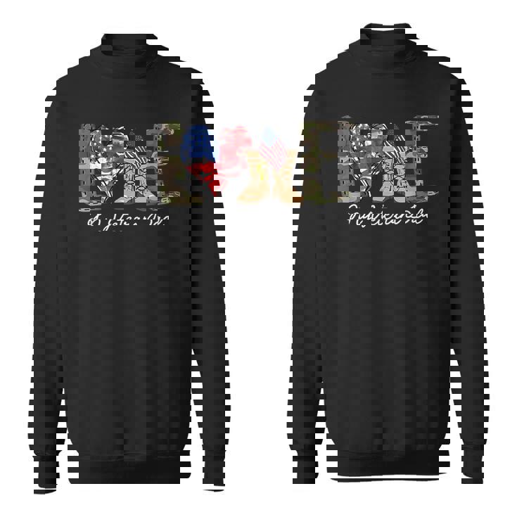 Love My Veteran Dad Proud Military Father American Flag Sweatshirt