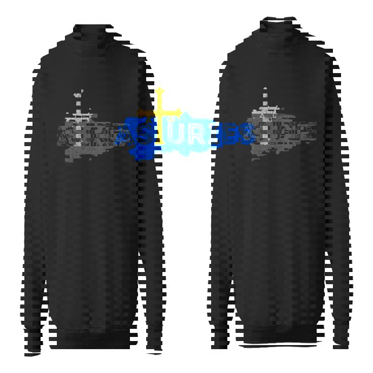 Mapa Y Bandera Asturiana Recuerdo Asturias España Manga Larga Camisa de entrenamiento