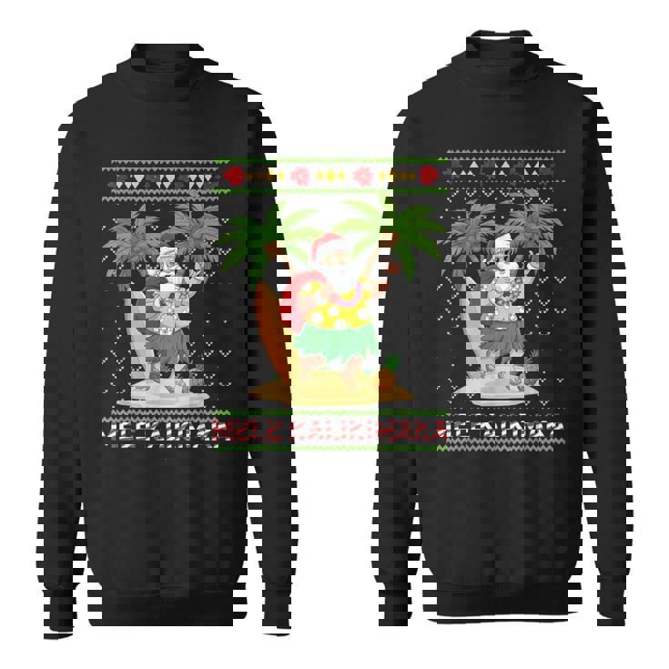 Mele Kalikimaka Retro Santa Shaka Hawaii Ugly Christmas Sweatshirt