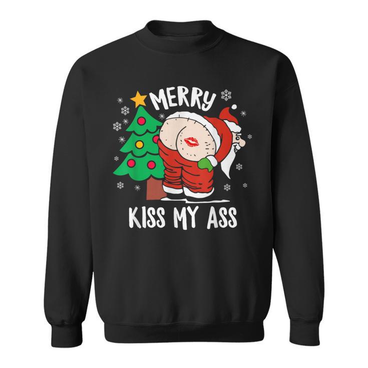 Merry Kiss My Ass Cadeau De Noël Amusant Père Noël Sweater e