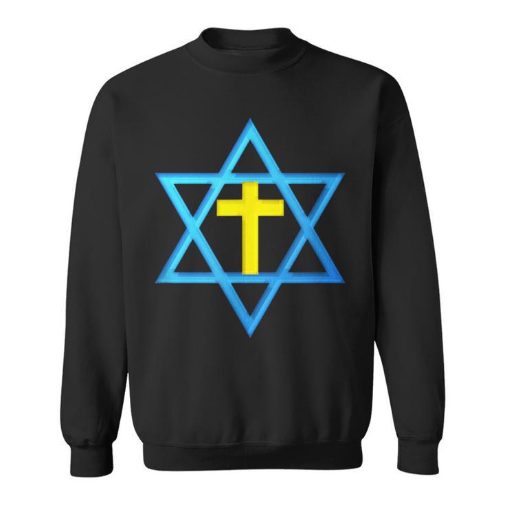 Messianique Étoile De David Avec Croix Dorée Sweater e