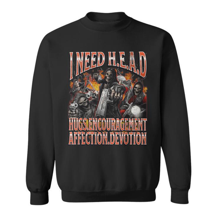 I Need Hugs Hard Skeleton Meme Bootleg Graphic Sweatshirt