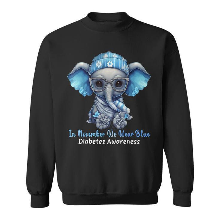 In November We Wear Blue Elephant Diabetes Awareness Sweatshirt Unisex