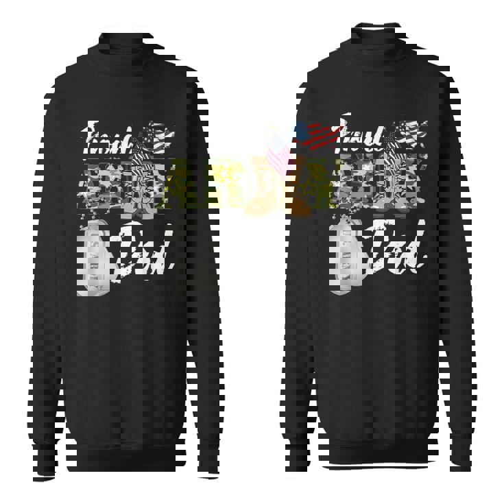 Proud Army Dad Military Dad With Dog Tag Us Flag Sweatshirt