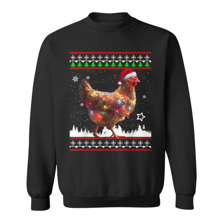 Pull Moche De Noël Amusant Père Noël Poulet Sweater e