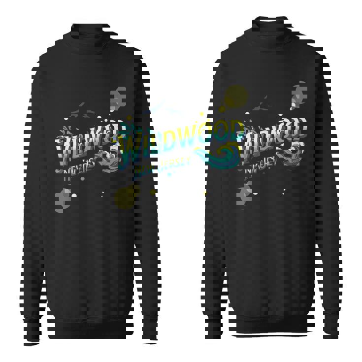 Retro Wildwood New Jersey Waves Sun Ocean Beach NJ Vacation Sweatshirt Unisex