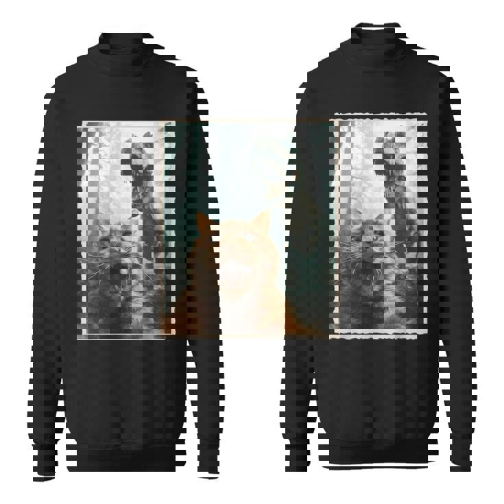 Selfie De Chat Avec Dinosaure Photo De Chat Effrayée Amusante Sweater e