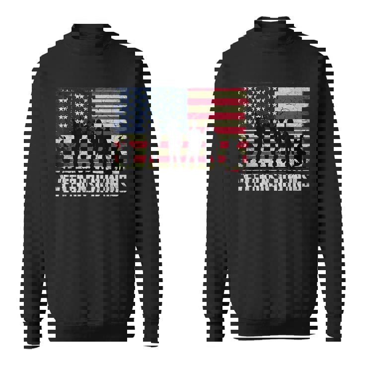 Veterans No Kings Vintage America Flag Veterans Sweatshirt