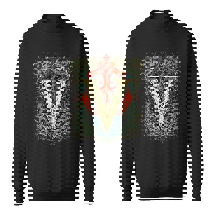 V文字 アルファベット ヴィンテージ モノグラム イニシャル 名前 スウェットシャツ