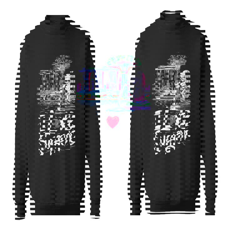 「I Loveingapore Citykyline」とマーライオンのデザイン。 スウェットシャツ