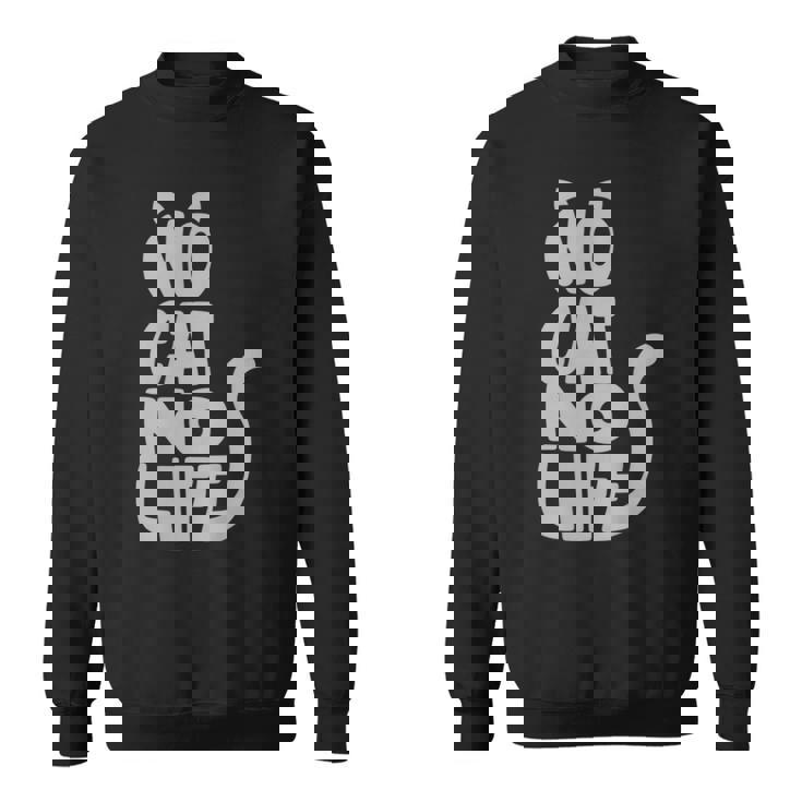 「No Cat No Life」 猫 シルエット スウェットシャツ