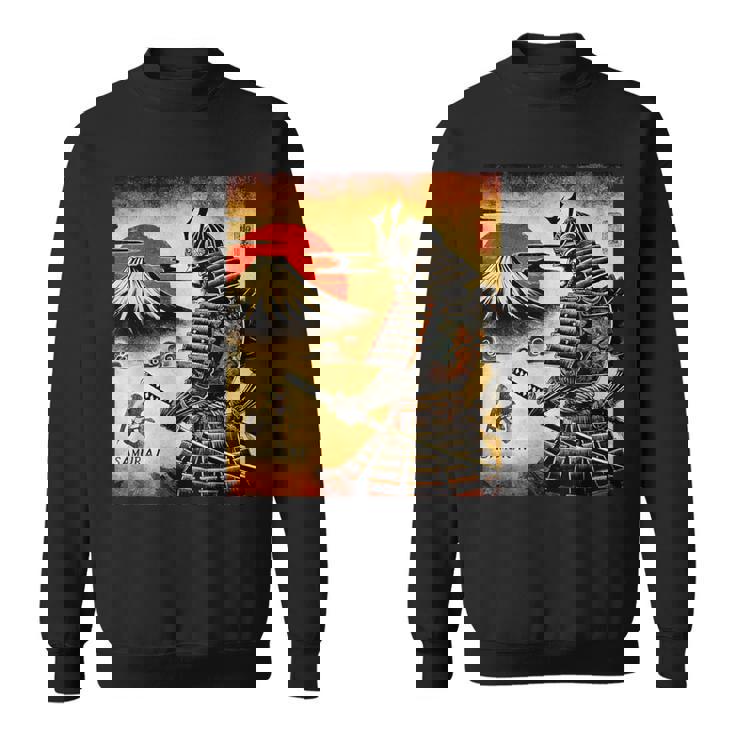 「夜明けの富士山と壮大な侍戦士」 スウェットシャツ