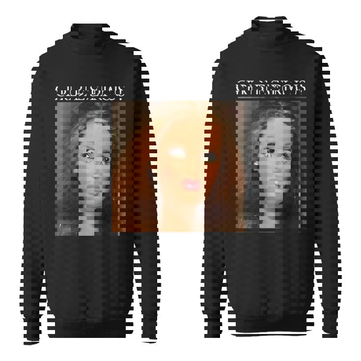 おもしろいドールフェイスミームガール本気で スウェットシャツ