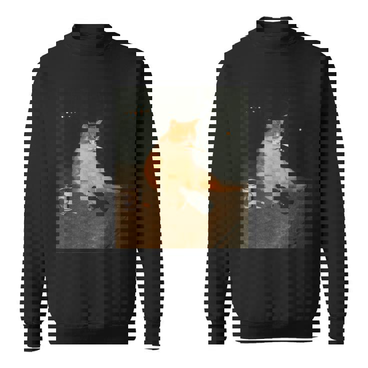 おもしろタバコ 子猫 喫煙 バカ ミーム ブレイン スウェットシャツ