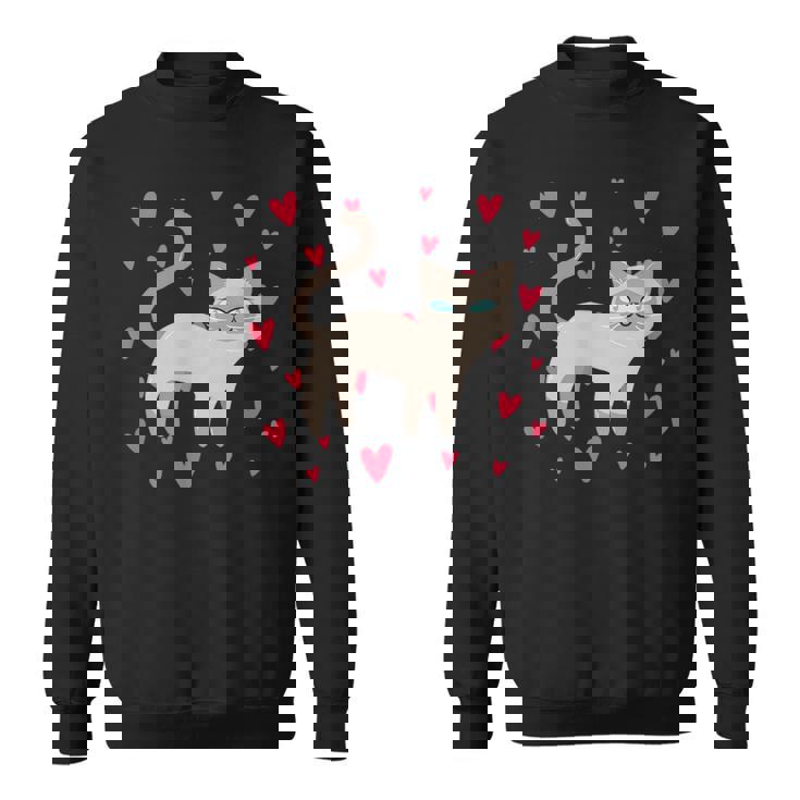 かわいいシャム猫プリント スウェットシャツ