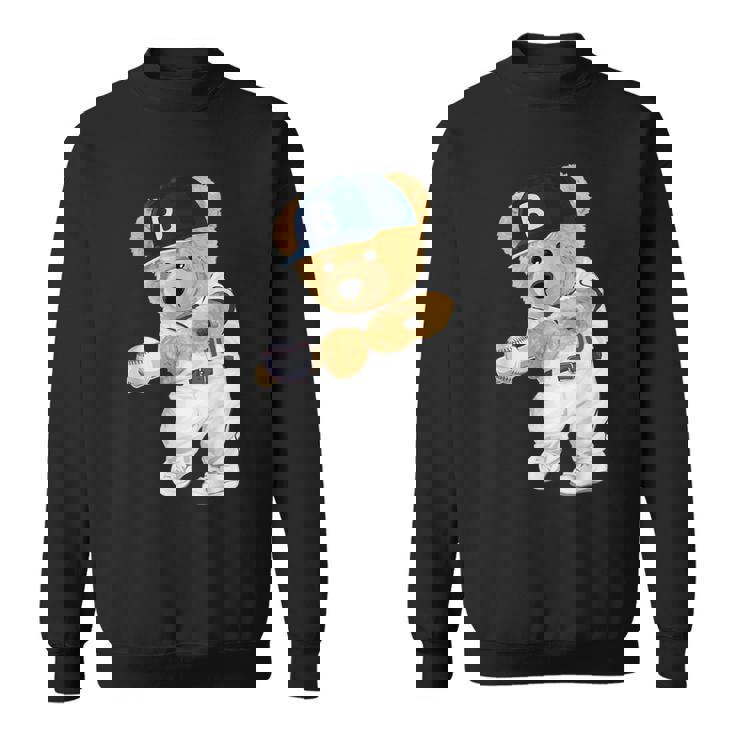 かわいいテディベア野球ヒッター。 スウェットシャツ