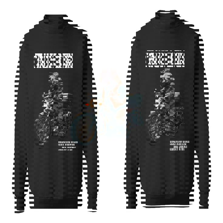 たぬきライダー バイク ビンテージ かっこいいタヌキ 狸 おもしろ 日本 動物 ユニーク オートバイ 乗り物 スウェットシャツ