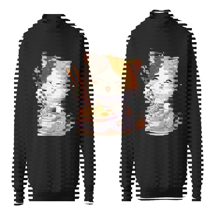 わがまま猫 ねこ ラーメン好き かわいい おもしろ マンガ 長袖tシャツ スウェットシャツ