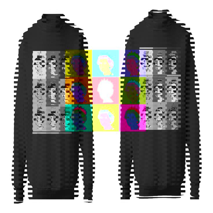 エリザベス 9 正方形タイル ポップアート イギリスの女王 スウェットシャツ