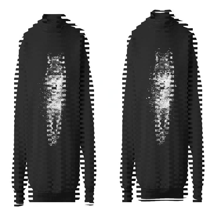 オオカミ 動物 モチーフ イラスト オオカミ 長袖tシャツ スウェットシャツ