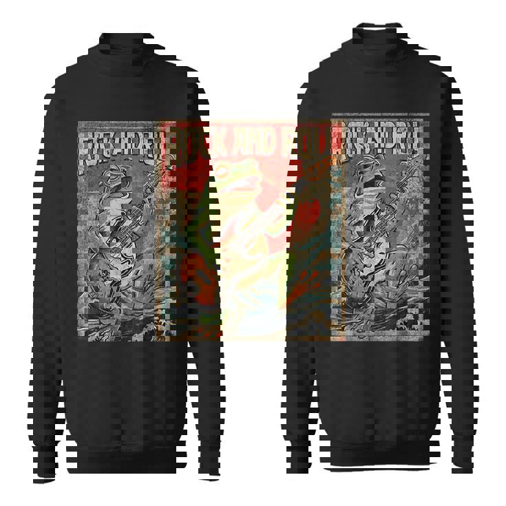 カエル 演奏 ベース ギター ロック オン ヴィンテージ ロック ギタリスト カエル スウェットシャツ