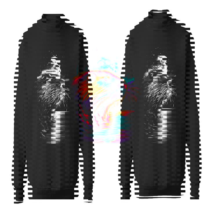 カラフル ヌートリア スピリット 動物 かっこいい イラスト アート スウェットシャツ