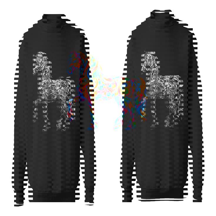 カラフルな抽象的な馬 スウェットシャツ