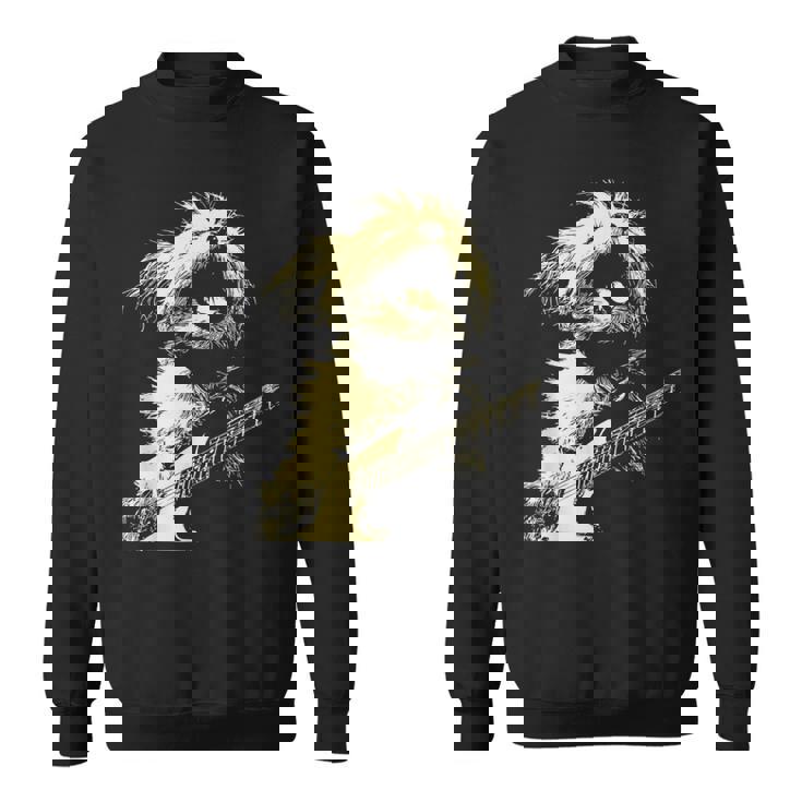 ギターロッカー ギタリスト 動物 パンク グランジ犬とマルチーズ スウェットシャツ