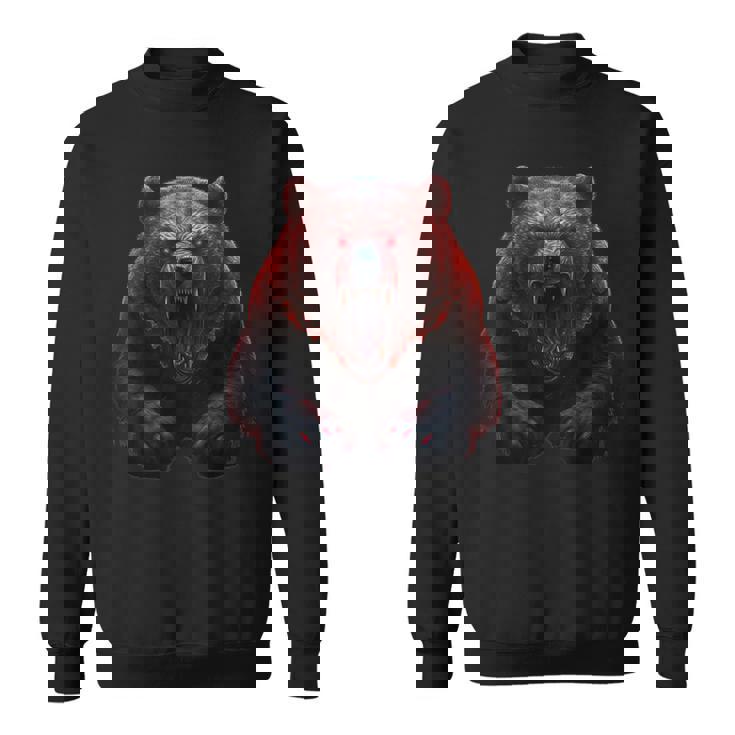 クマ、怒ったグリズリーベア、危険なホラーベア スウェットシャツ