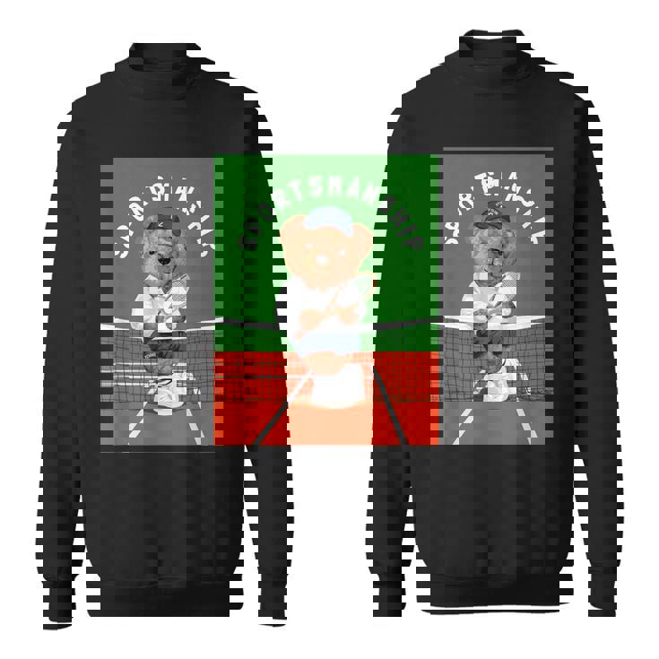 クールなテディベア テニス イラスト グラフィックデザイン スウェットシャツ