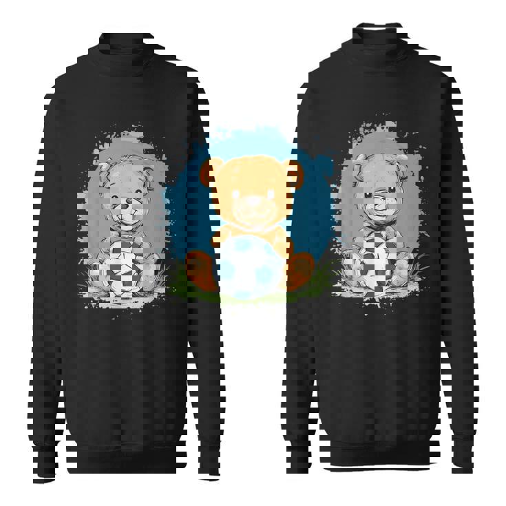 サッカーボール付きのかわいいテディベア スウェットシャツ