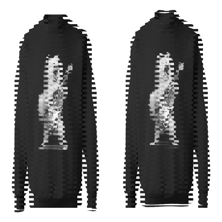 サモエド ギターを弾く ロックミュージック 犬好き スウェットシャツ