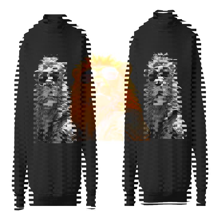 サングラスをかけたライオン 動物大好きライオン かわいいライオン スウェットシャツ