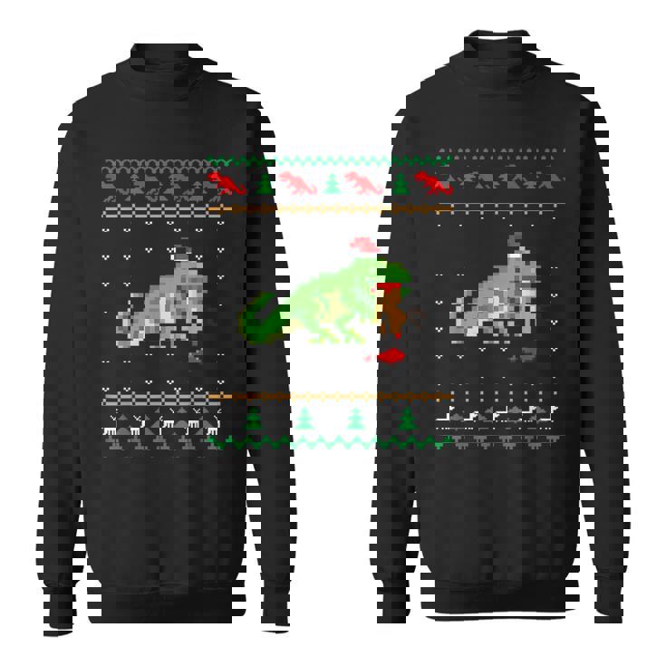 サンタ T-Rex 食べるトナカイ恐竜 アグリークリスマスセーター スウェットシャツ