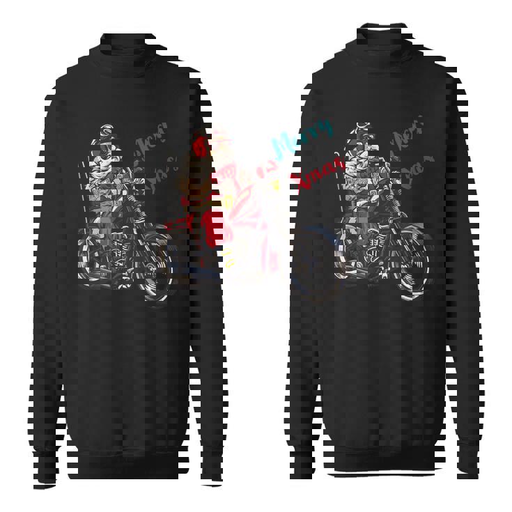 サンタクロース 面白い バイク イラスト メリー クリスマス パロディ イラスト スウェットシャツ