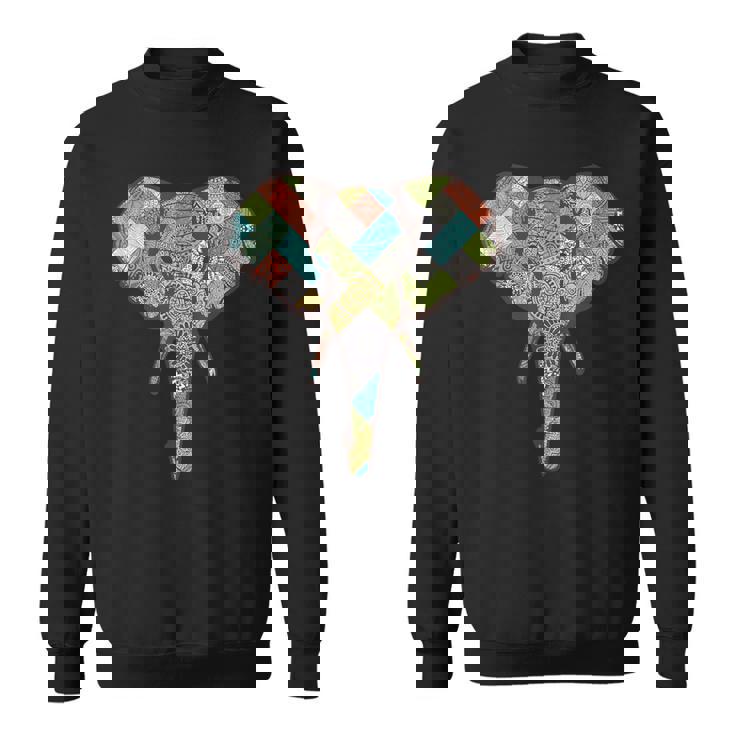 ゾウ I ワイルドライフ I カラフルなゾウ スウェットシャツ