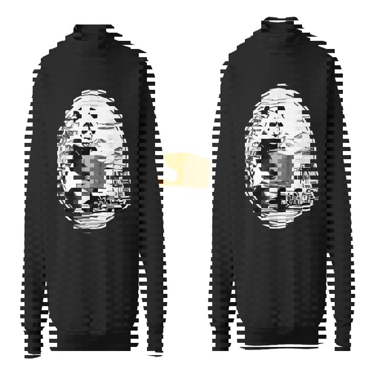 トラック運転手 パンダ 運送業 水墨画 和風 おもしろ 動物 スウェットシャツ