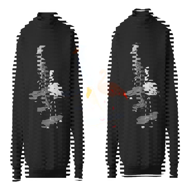 ハシビロコウ フラミンゴ スケートボード 鳥 動物 図 バードウォッチング 贈り物 鳥類学者 生物学者 自然科学 スウェットシャツ