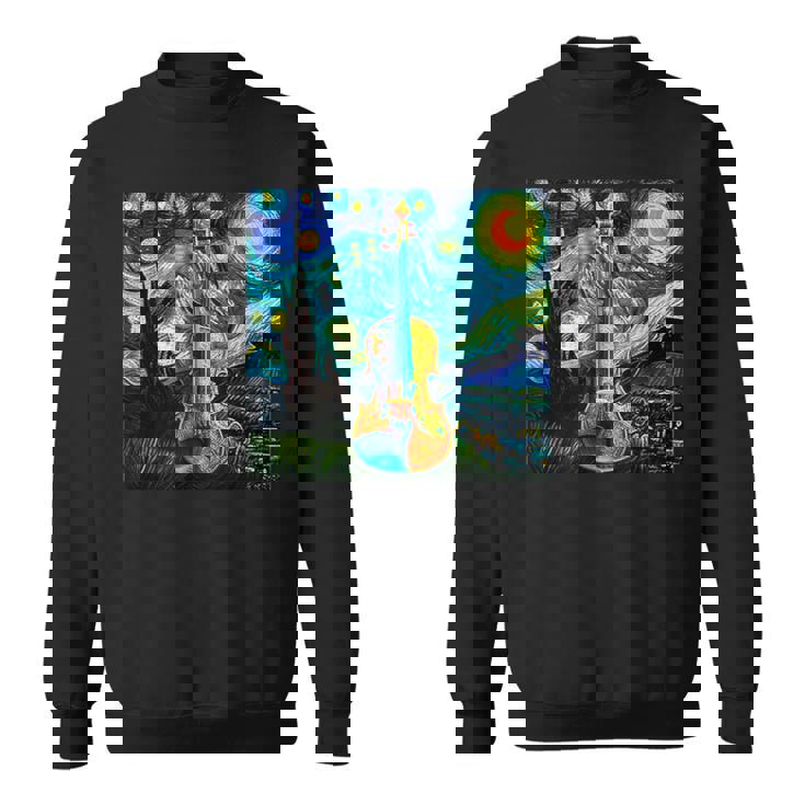 バイオリン 楽器 面白いtシャツ ゴッホ 星月夜 かわいい メンズ 子供 おもしろ 服 グッズ ネタ 音楽 スウェットシャツ