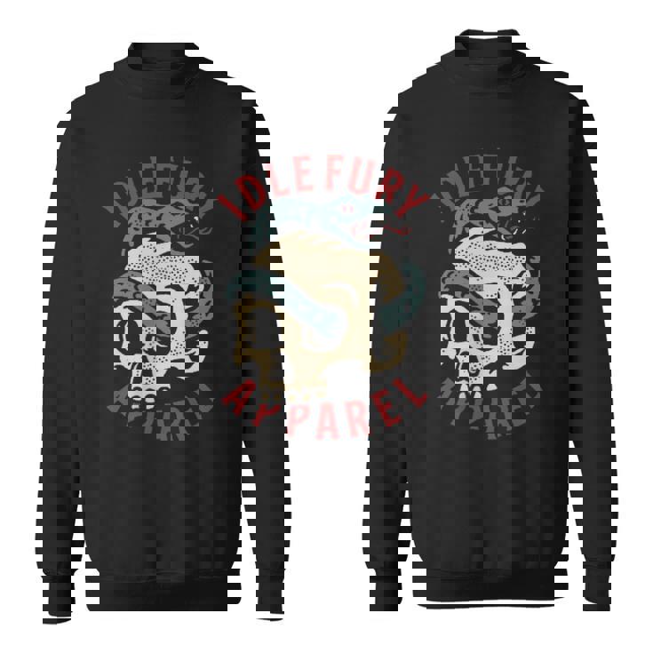 バック プリントを見る Idle Furykull &Nake ビンテージ クラシック スカル ヘビ タトゥー スウェットシャツ